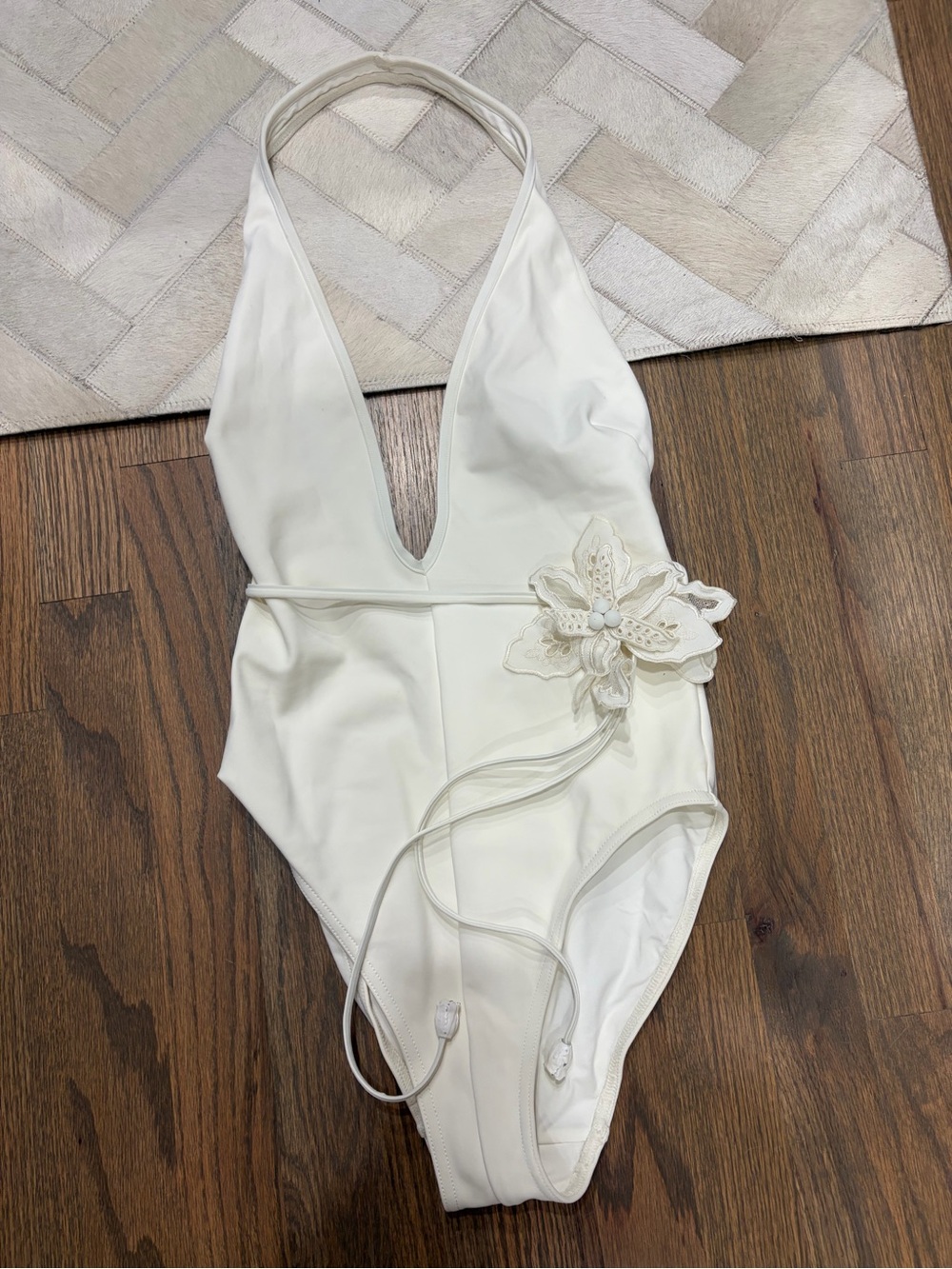 Zimmermann White Plunging Halter One-Piece Swimsuit - Picture 3 of 5